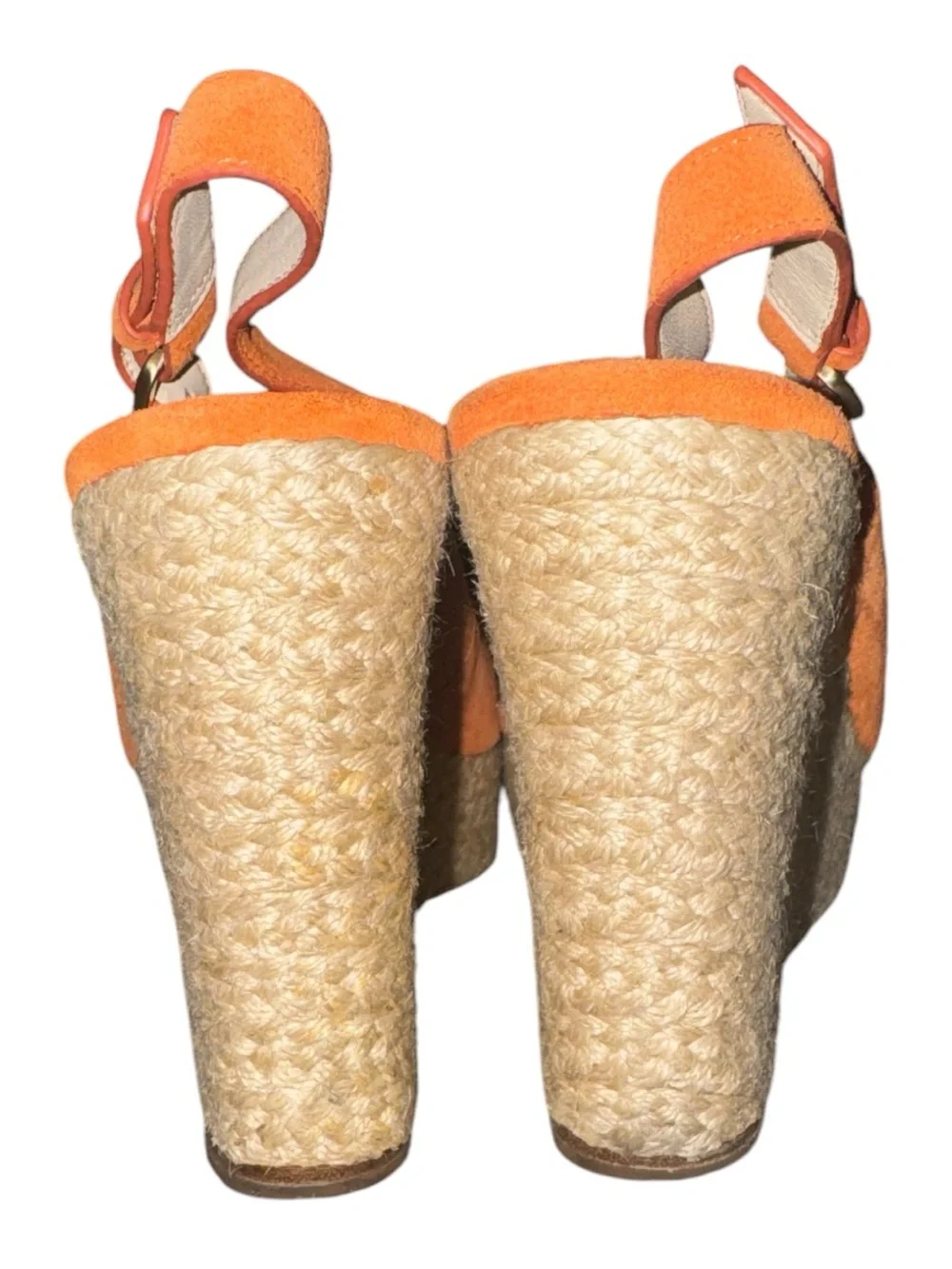 Michael Kors Orange Suede Woven Wedge Sandals Open Toe Resort-wear Size 9.5